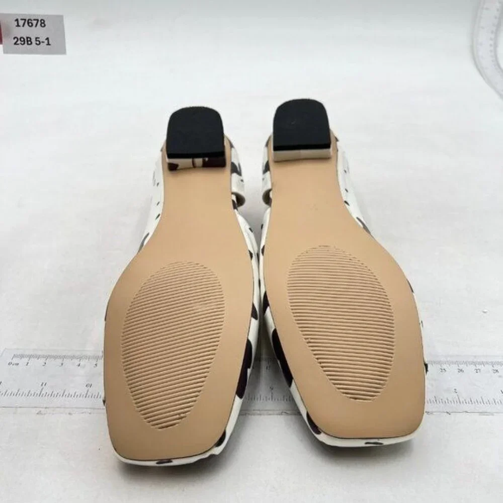 Wo Wagas Milk Cow Print Side Cut Block Low Heels Square Toe Pumps Slip On Shoes - Picture 7 of 8